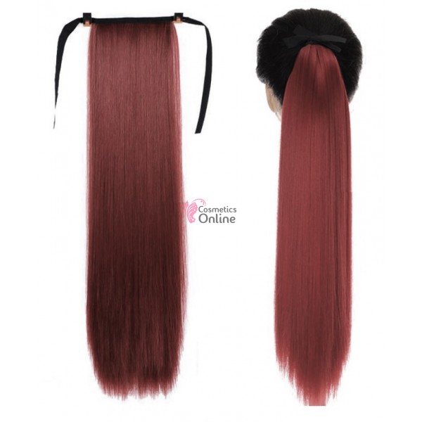 Extensie de par coada dreapta cu snur 70 cm Visiniu CYF7154350#